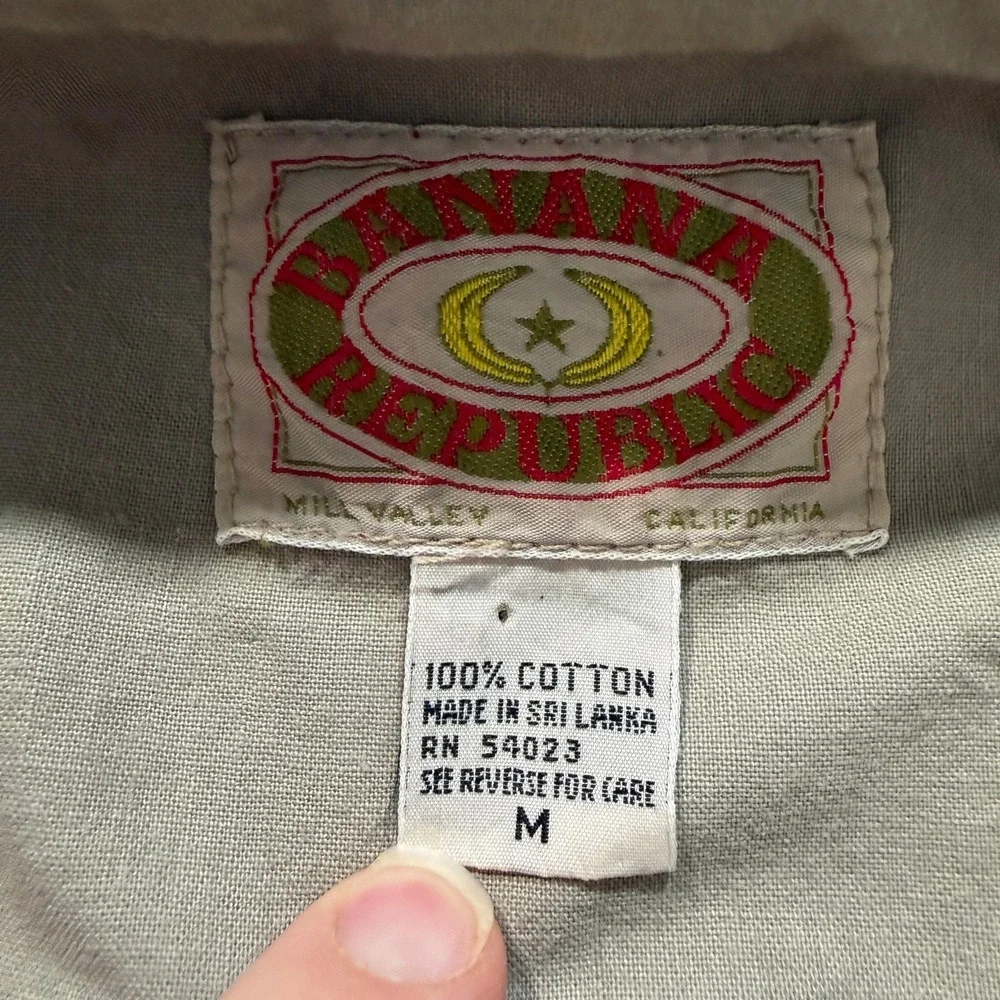 VTG Banana Republic Safari Vest Mens Medium Khaki‎ Hooded Utility 80s 90s